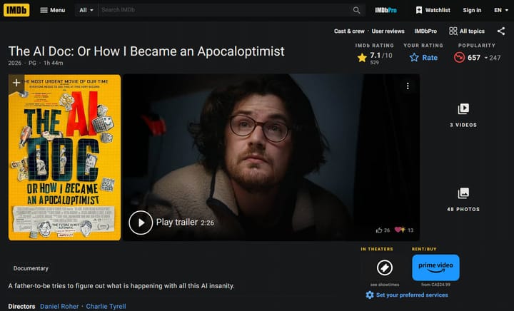 Screen capture of The AI Doc on IMDB